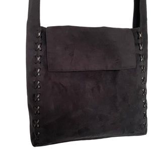 Black Elegant Ultrasuede Handbag Crossbody Messenger/Shoulder Bag Made in Italy